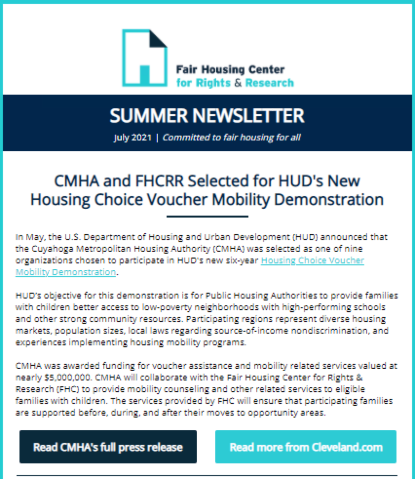 Newsletters Fair Housing Center for Rights and Research